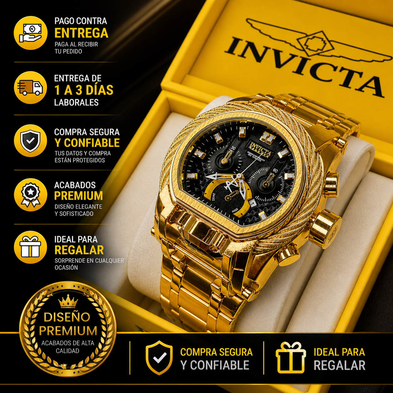 INVICTA BOLT ZEUS GUAYA ACERO PARA HOMBRE REF-DN