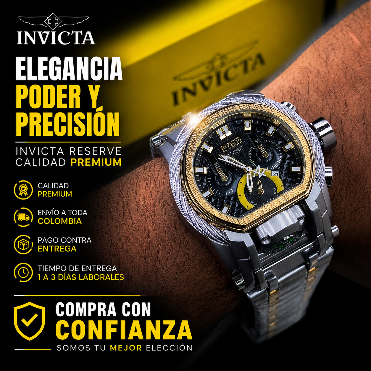 INVICTA BOLT ZEUS GUAYA ACERO PARA HOMBRE REF-BN